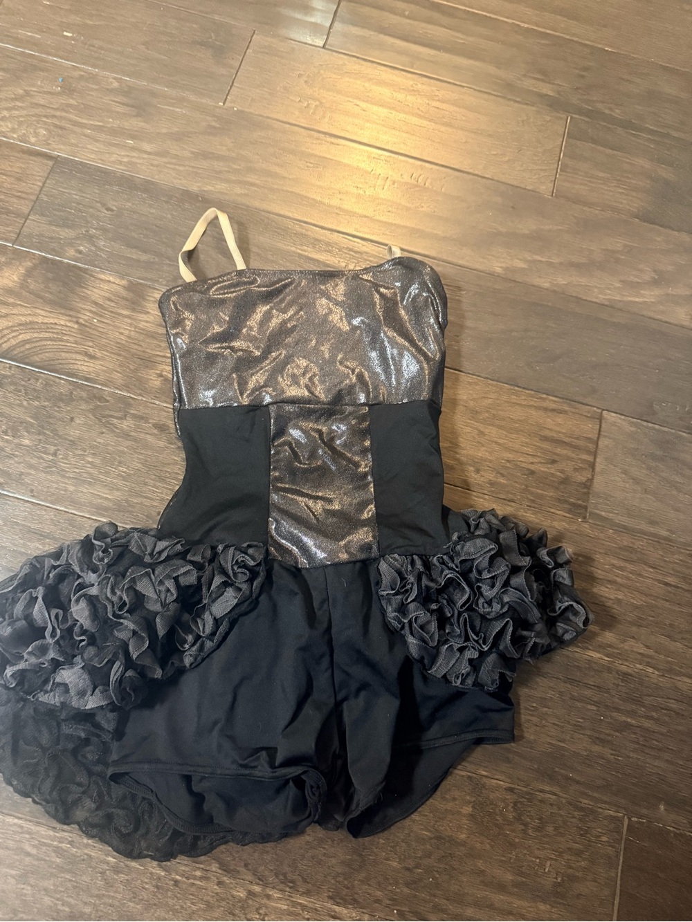Dance solo costume Sparkle Black Ruffle Dance Leotard